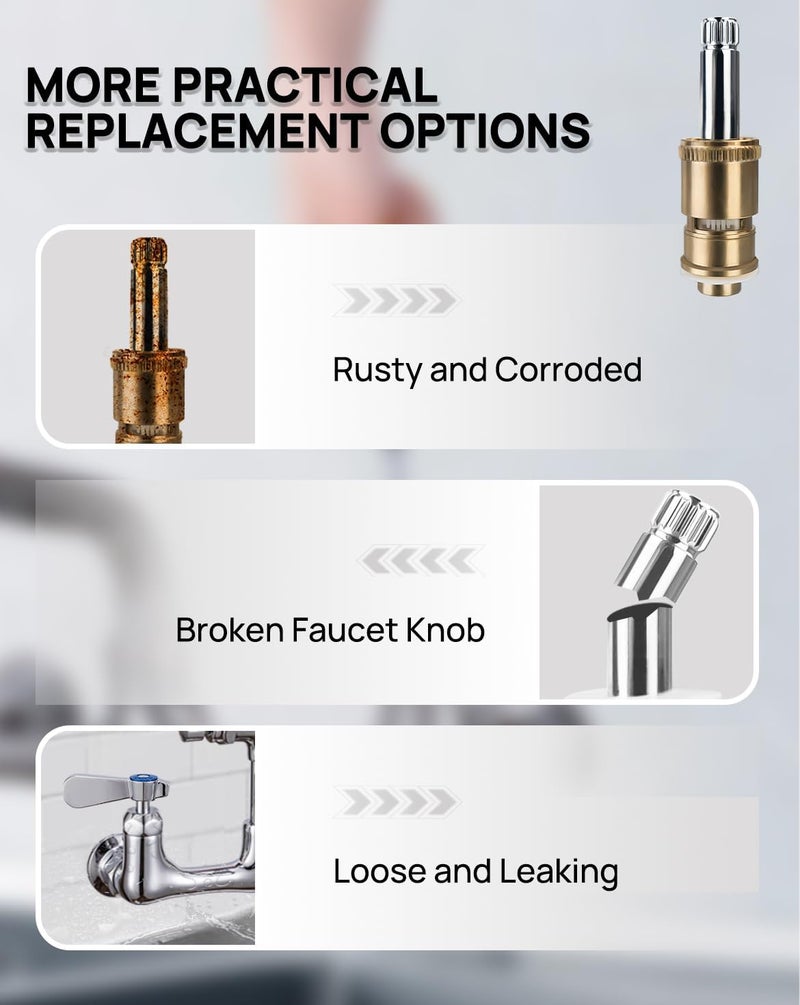 Phivan Lead-Free Brass Handle Stem Assembly Commercial Faucet Parts for Pre Rinse Sprayer Commercial Kitchen Sink Faucet Cold Side Handle Ceramic Cartridge Fits Kitchen, Restaurant, Industrial - Image 5